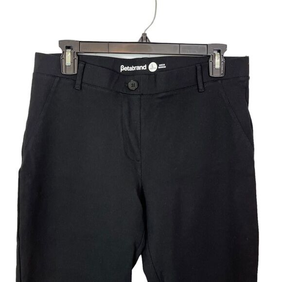 Betabrand Black Petite Stretch Straight Leg Pull On Pants Ponte Knit Career L - Picture 15 of 16